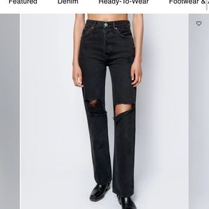 90s style High rise loose jeans
